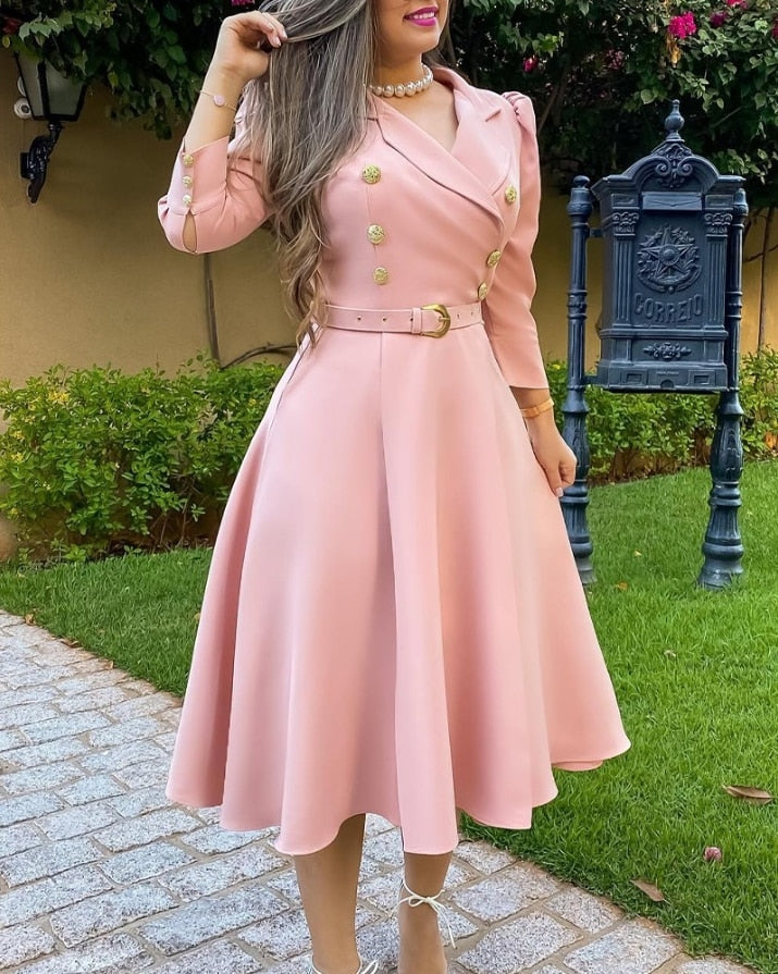 Schickes Midi-Blazerkleid Mit Gürtel