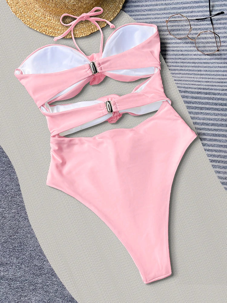 Bikini Mit Blumendetail Und Hoher Taille