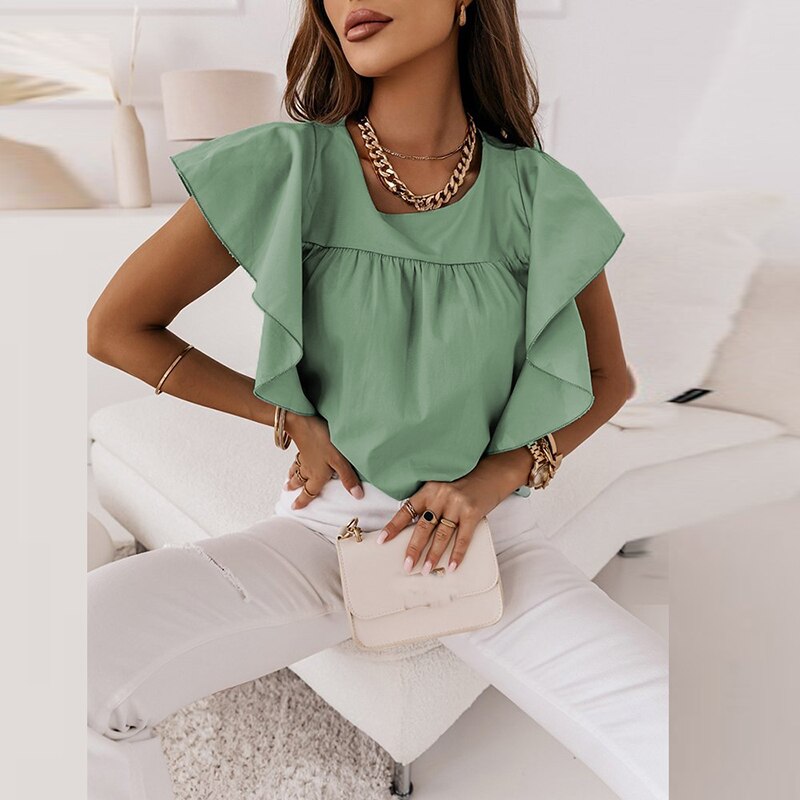 Stilvolles Design Grüne Seidenbluse