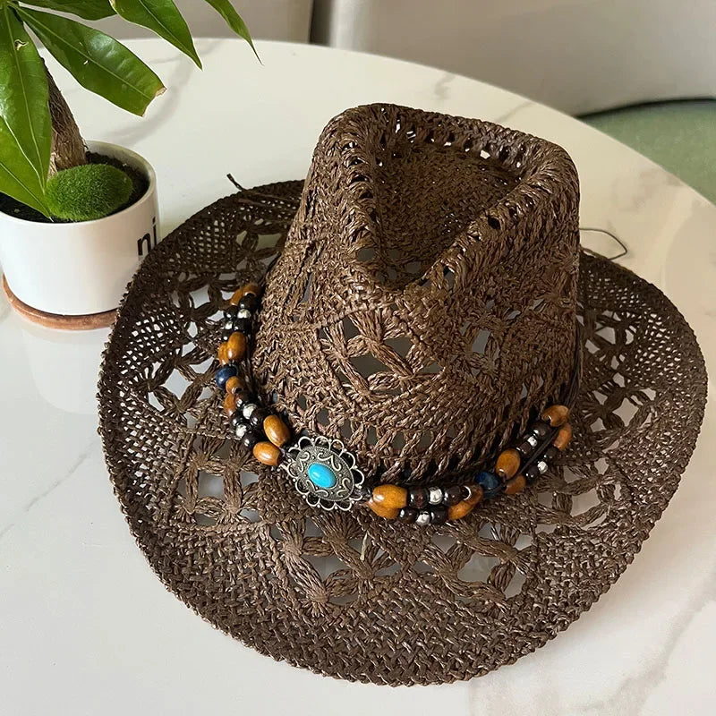 Retro Sommer Strand Stroh Cowboyhut