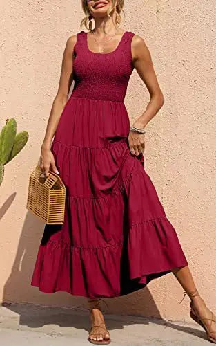 Sommer-Midikleid Mit Spaghettiträgern Und Elastischer Taille