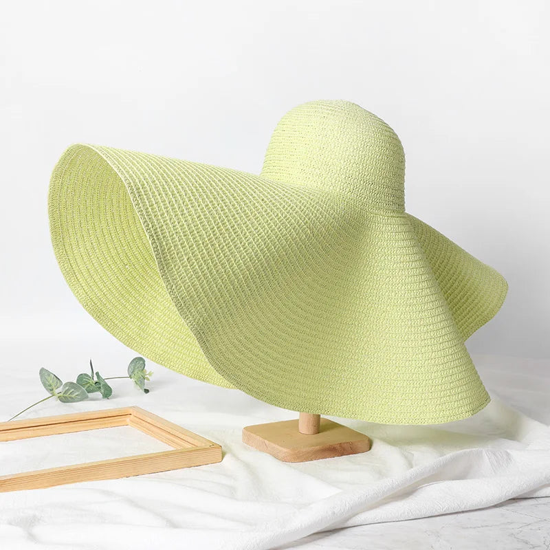 Uv-Geschützter, Faltbarer Strohhut Mit Breiter Krempe, 70 Cm, Für Sommer, Strand Und Reisen –