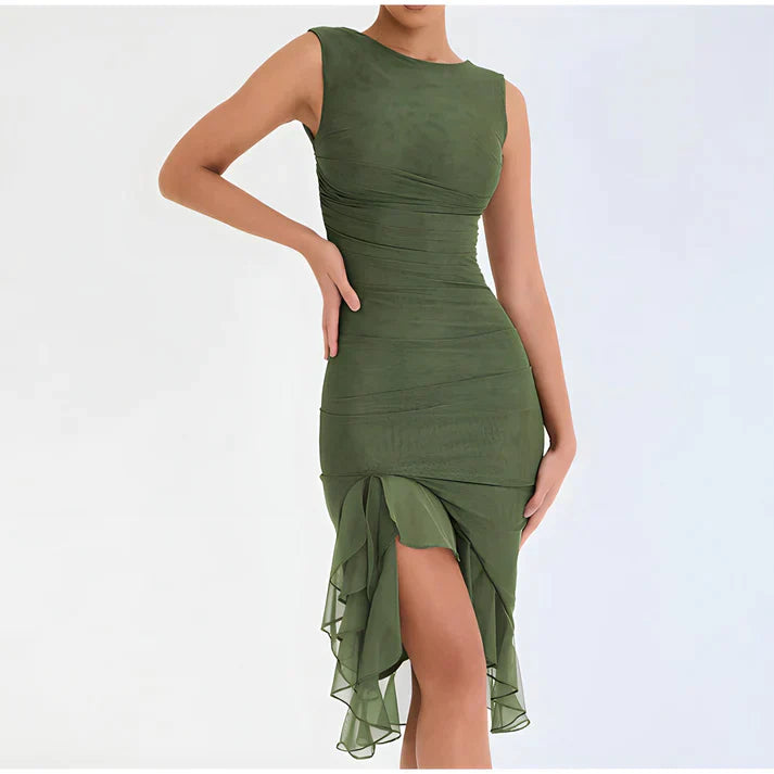 Ärmelloses Midikleid Mit Tülldetail