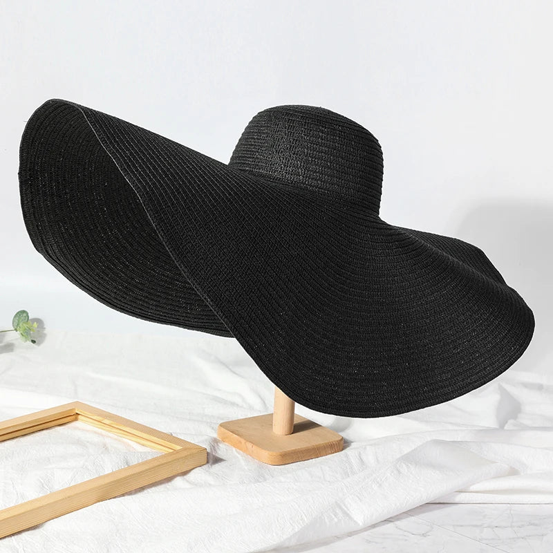 Uv-Geschützter, Faltbarer Strohhut Mit Breiter Krempe, 70 Cm, Für Sommer, Strand Und Reisen –