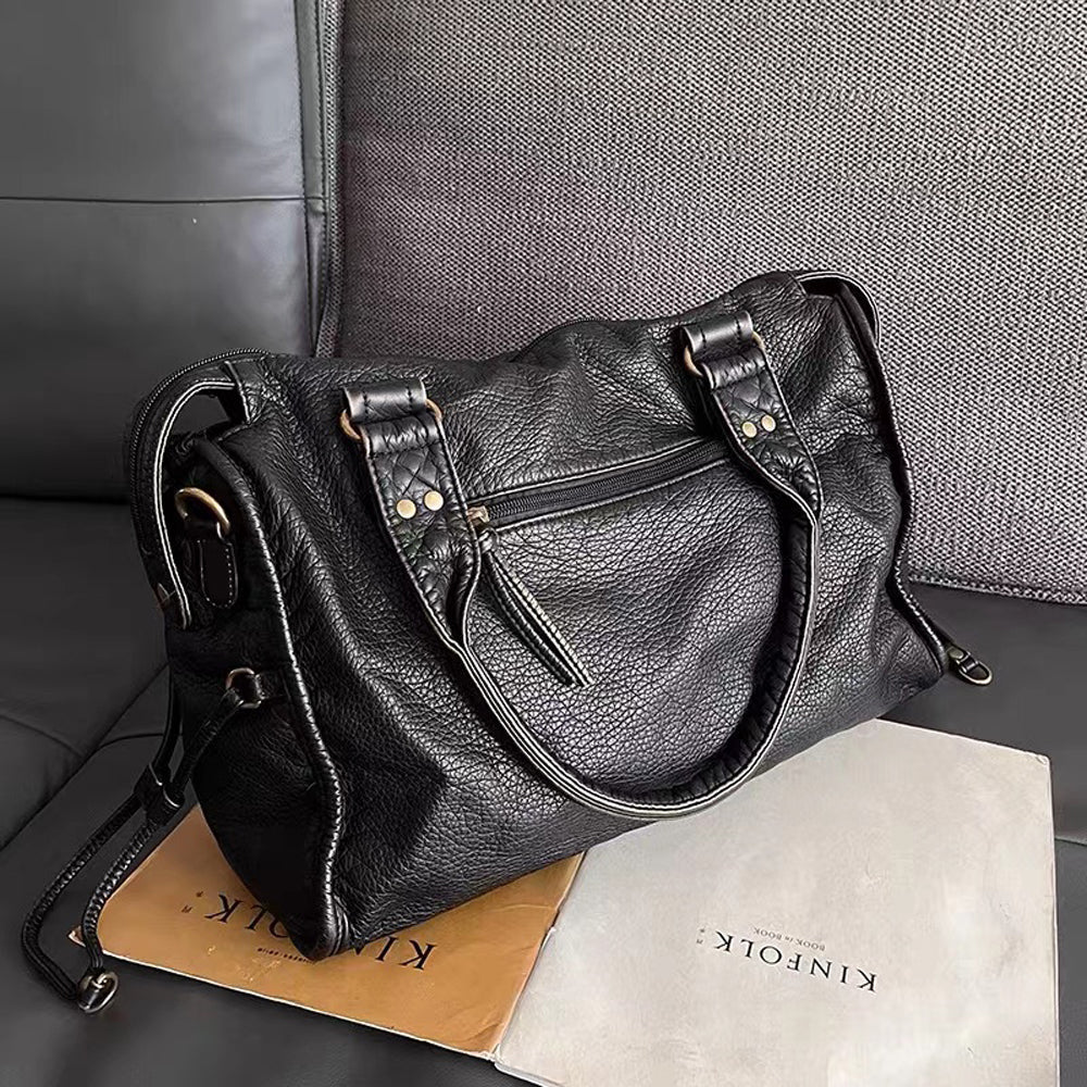Luxuriöse Schwarze Lederhandtasche
