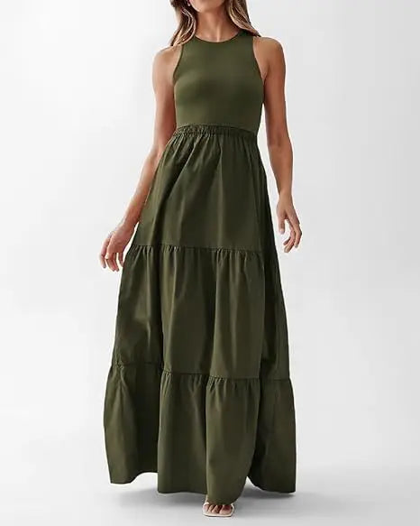 Ärmelloses Langes Sommerkleid İm Bohemian-Stil