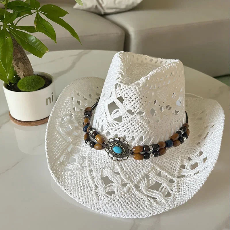 Retro Sommer Strand Stroh Cowboyhut