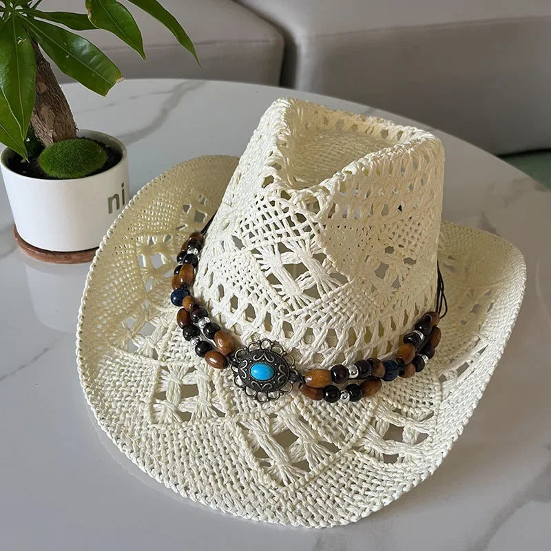 Retro Sommer Strand Stroh Cowboyhut