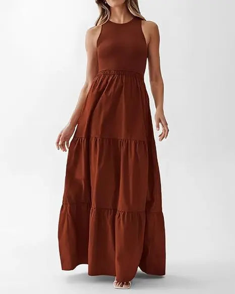 Ärmelloses Langes Sommerkleid İm Bohemian-Stil
