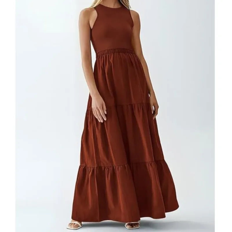 Ärmelloses Langes Sommerkleid İm Bohemian-Stil