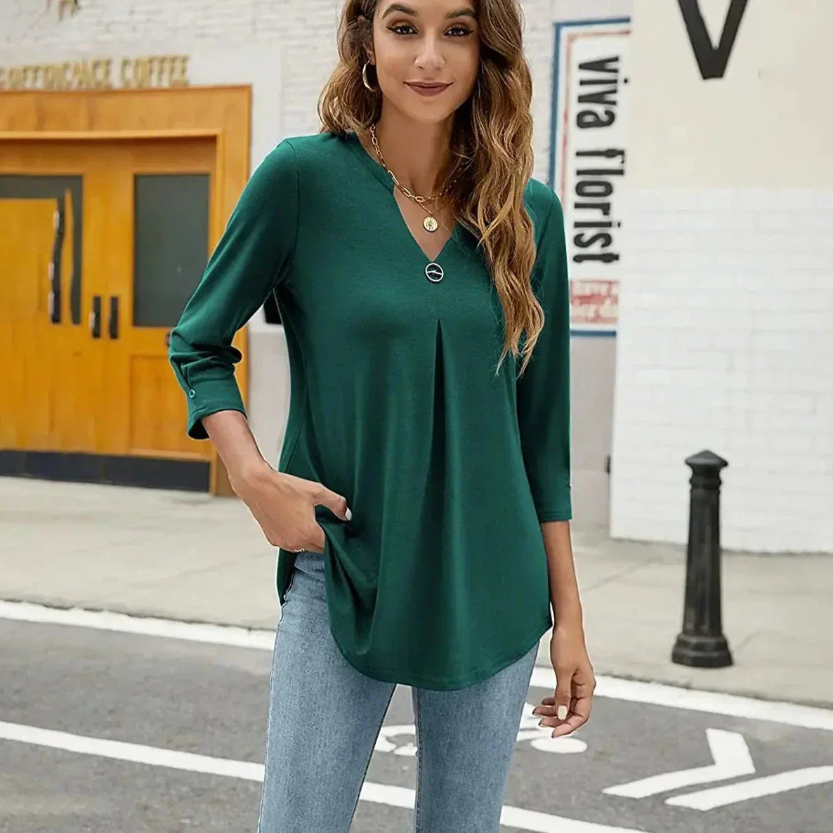 Stylische Bluse Mit V-Ausschnitt