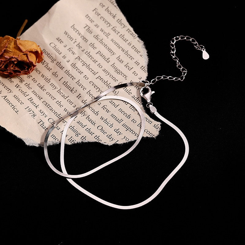 Elegante Schlangenknochenkette Aus Echtem Silber
