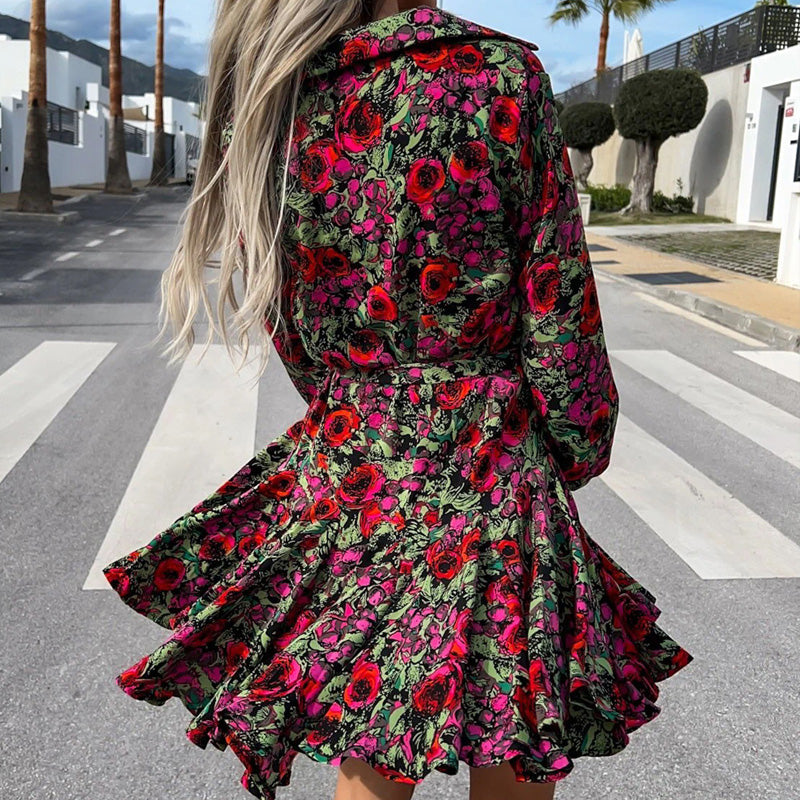 Minikleid İn A-Linie Mit Blumenmuster