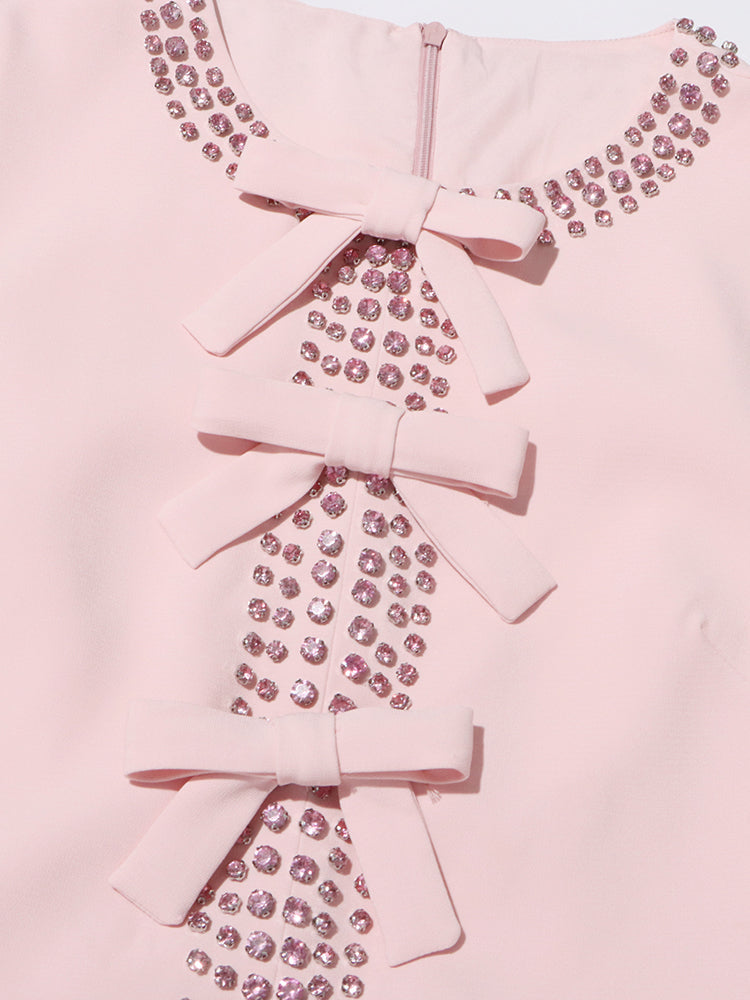 Midikleid Mit Schleife Und Kristalldetail