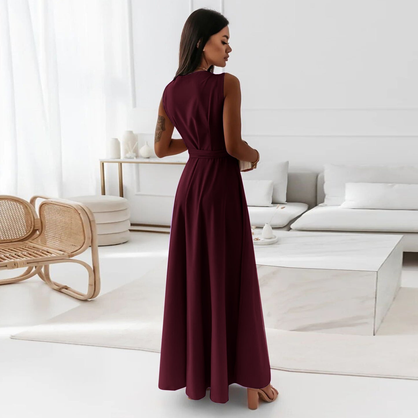 Cocktailkleid Mit Taillengürtel | Maxikleid Mit Schickem Und Schlichtem Design
