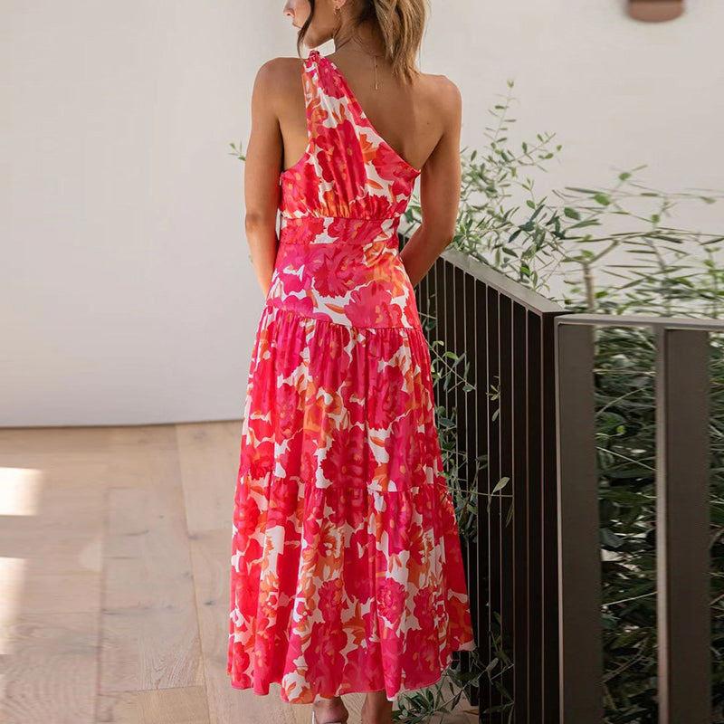 Midikleid Mit Blumenmuster Und One-Shoulder-Träger