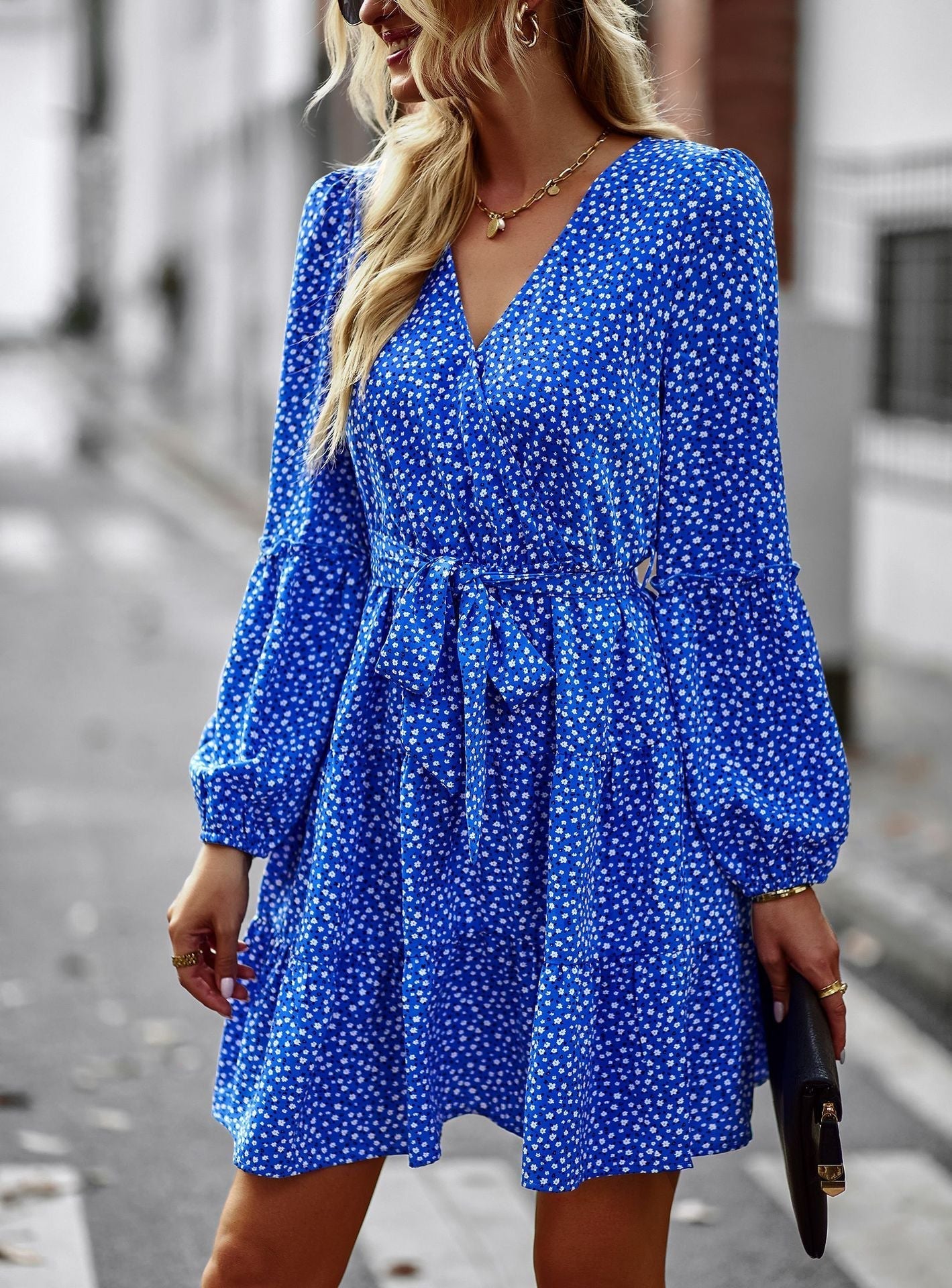 Elegantes V-Ausschnitt Retro Kleid