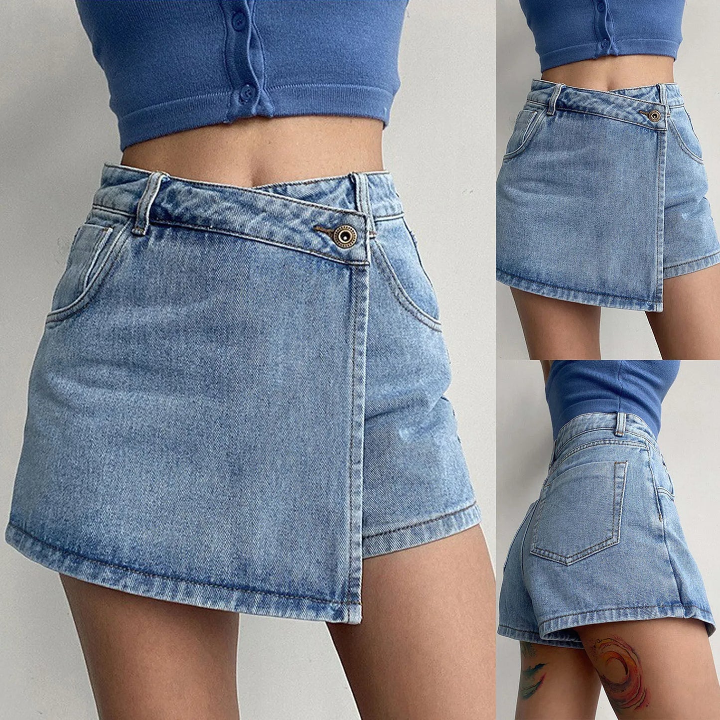 Stilvoller Mini-Jeansrock İm Retro-A-Linien-Stil