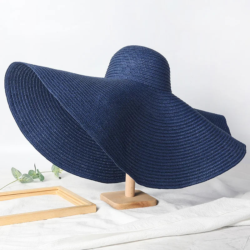 Uv-Geschützter, Faltbarer Strohhut Mit Breiter Krempe, 70 Cm, Für Sommer, Strand Und Reisen –