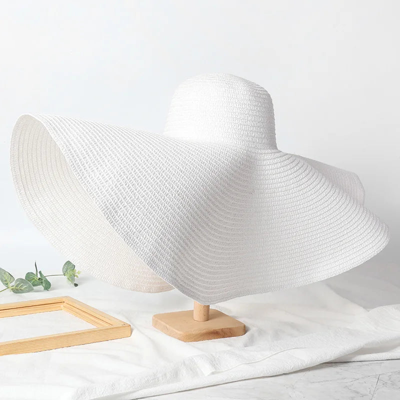 Uv-Geschützter, Faltbarer Strohhut Mit Breiter Krempe, 70 Cm, Für Sommer, Strand Und Reisen –
