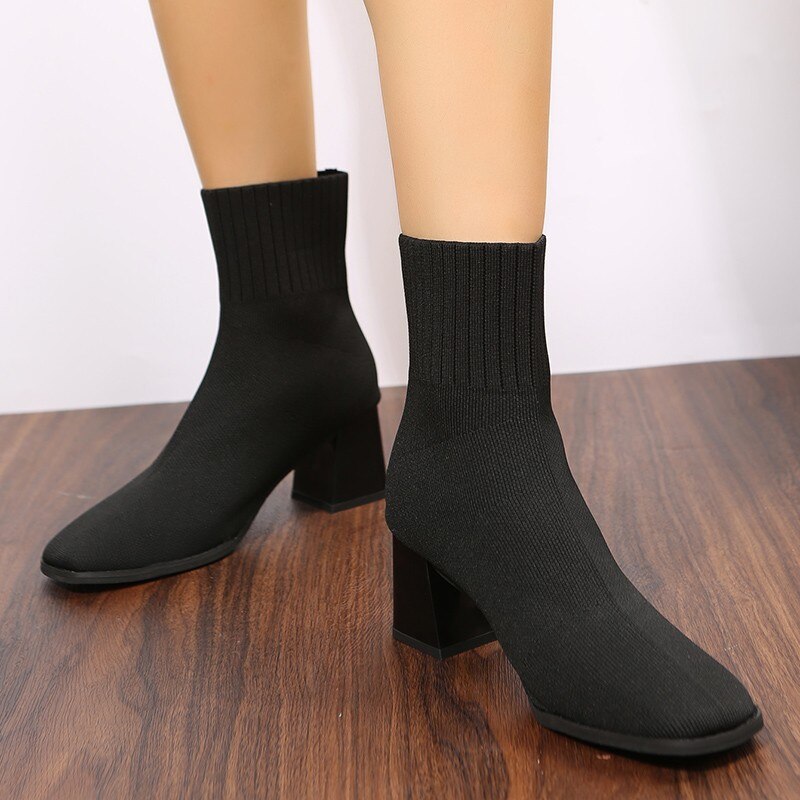 Stretch-Strickstiefel Für Damen