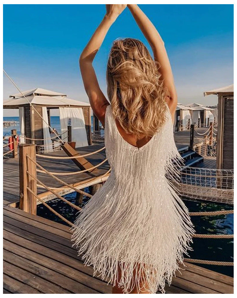 Modisches, Kurzes, Elegantes, Glamouröses Kleid