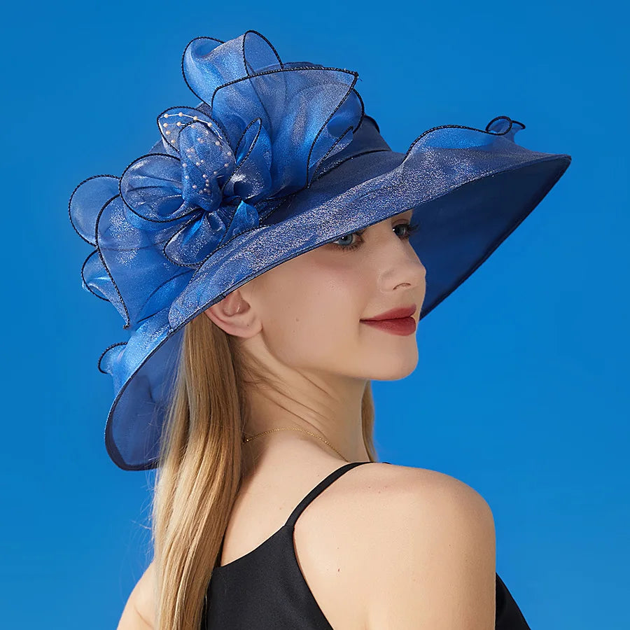 Stilvoller Sommer-Sonnenhut Für Damen, Atmungsaktiv, Gewebte Blume Mit Spitze – 56–58 Cm