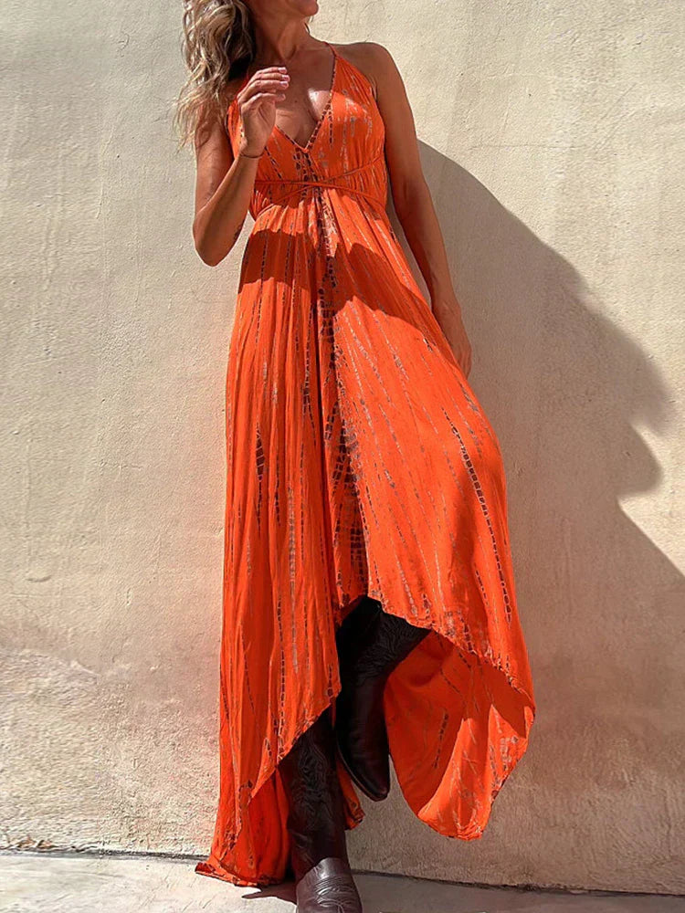 Rückenfreies Sommer-Maxikleid