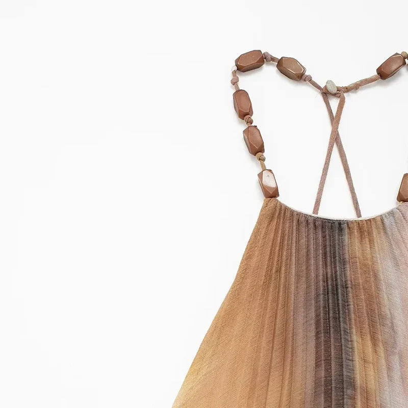 Gemustertes, Locker Geschnittenes, Langes Sommerkleid Mit Bindedetail