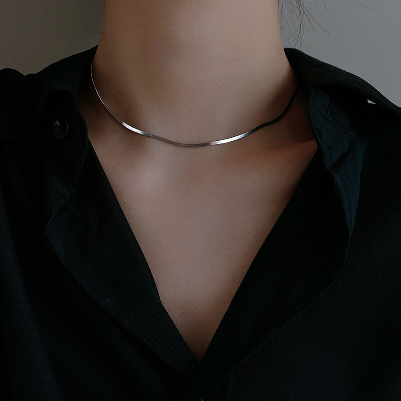 Elegante Schlangenknochenkette Aus Echtem Silber