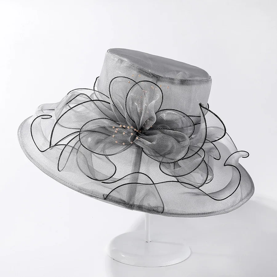 Stilvoller Sommer-Sonnenhut Für Damen, Atmungsaktiv, Gewebte Blume Mit Spitze – 56–58 Cm