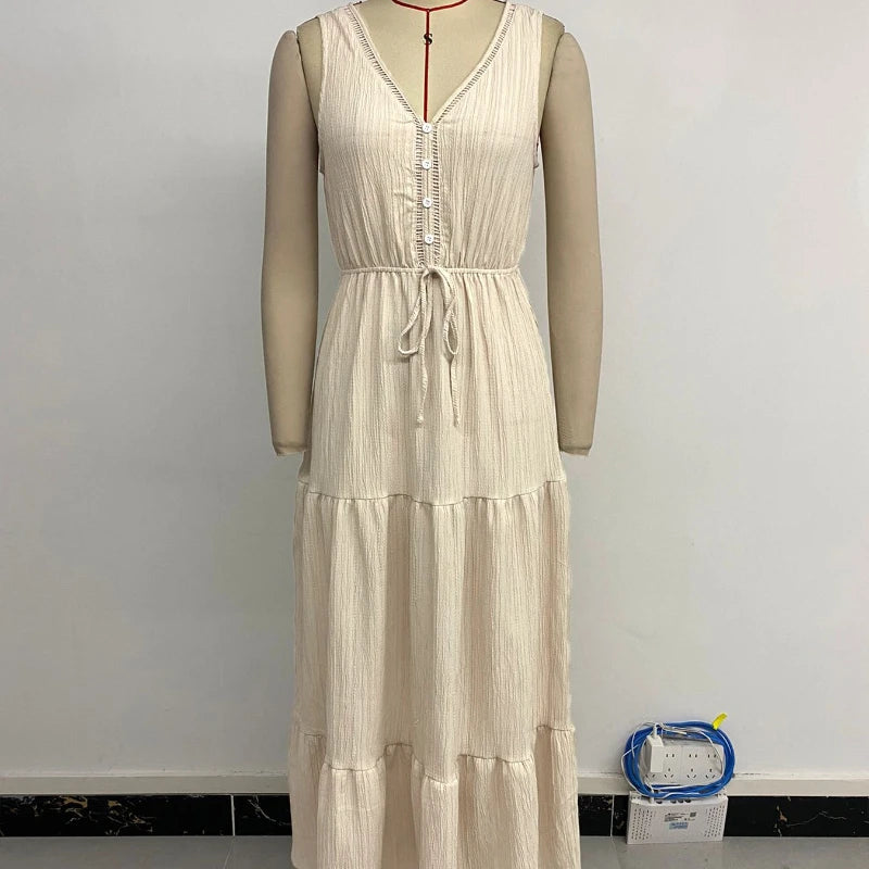 Einfarbiges, Bequemes, Langes A-Linien-Kleid
