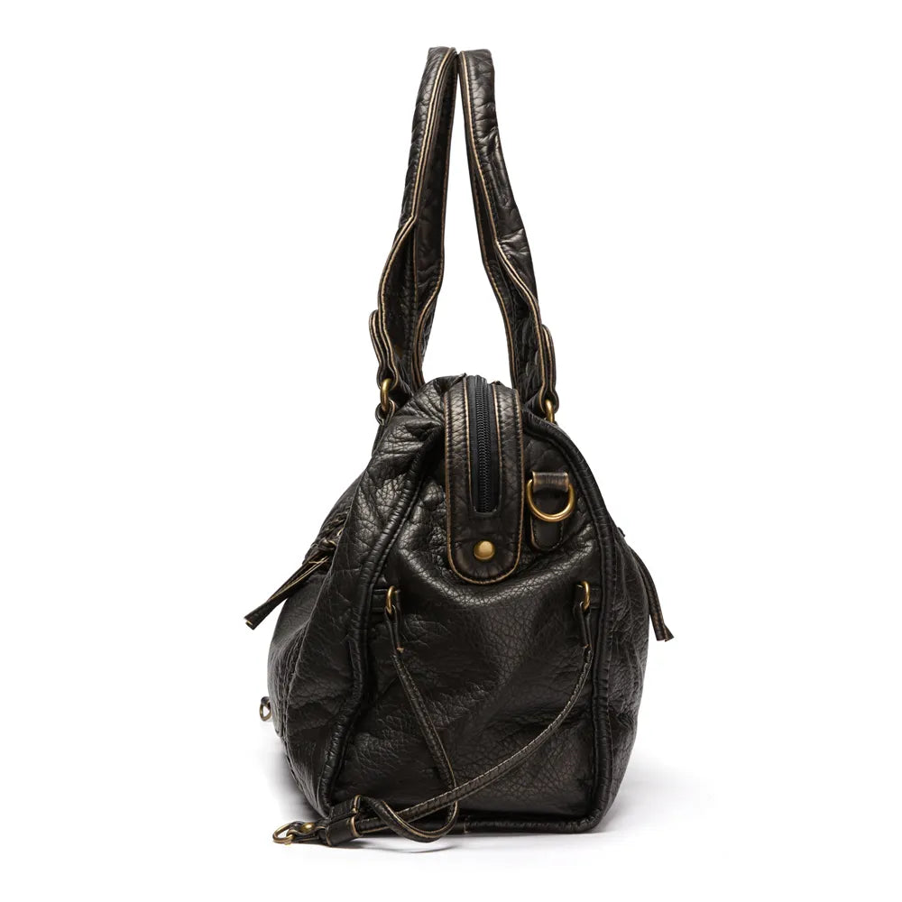 Luxuriöse Schwarze Lederhandtasche