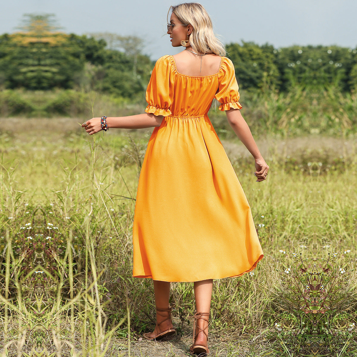 Elegantes Midikleid Mit Schleifendetail