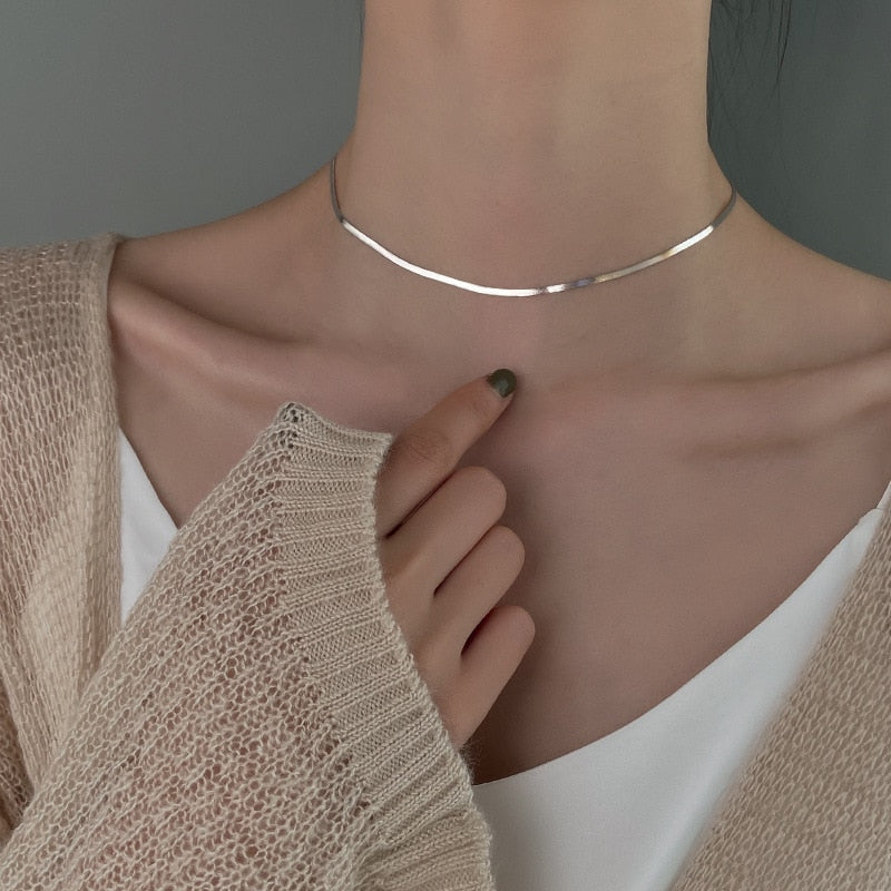 Elegante Schlangenknochenkette Aus Echtem Silber