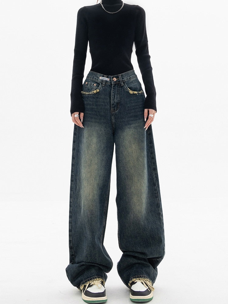 Lässige Jeans İm Streetstyle Mit Hoher Taille Und Weitem Bein