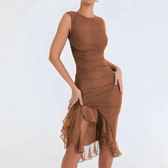Ärmelloses Midikleid Mit Tülldetail