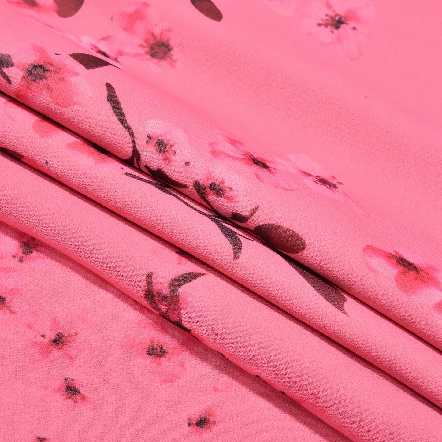 Rosa Chiffon-Maxikleid Mit Blumenmuster