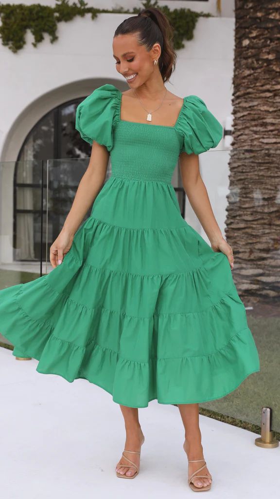 Midikleid Mit Quadratischem Ausschnitt Und Volant-Detail