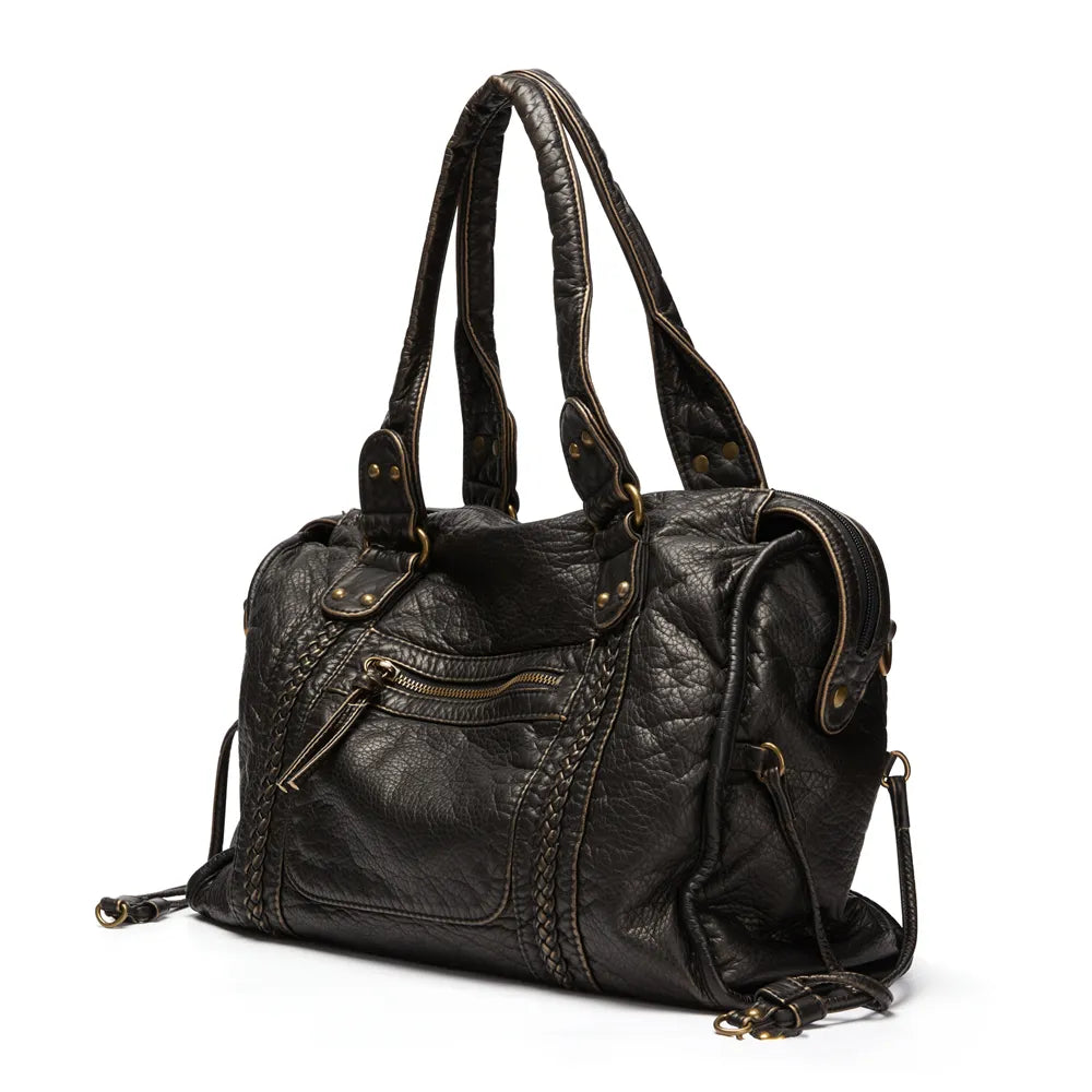 Luxuriöse Schwarze Lederhandtasche