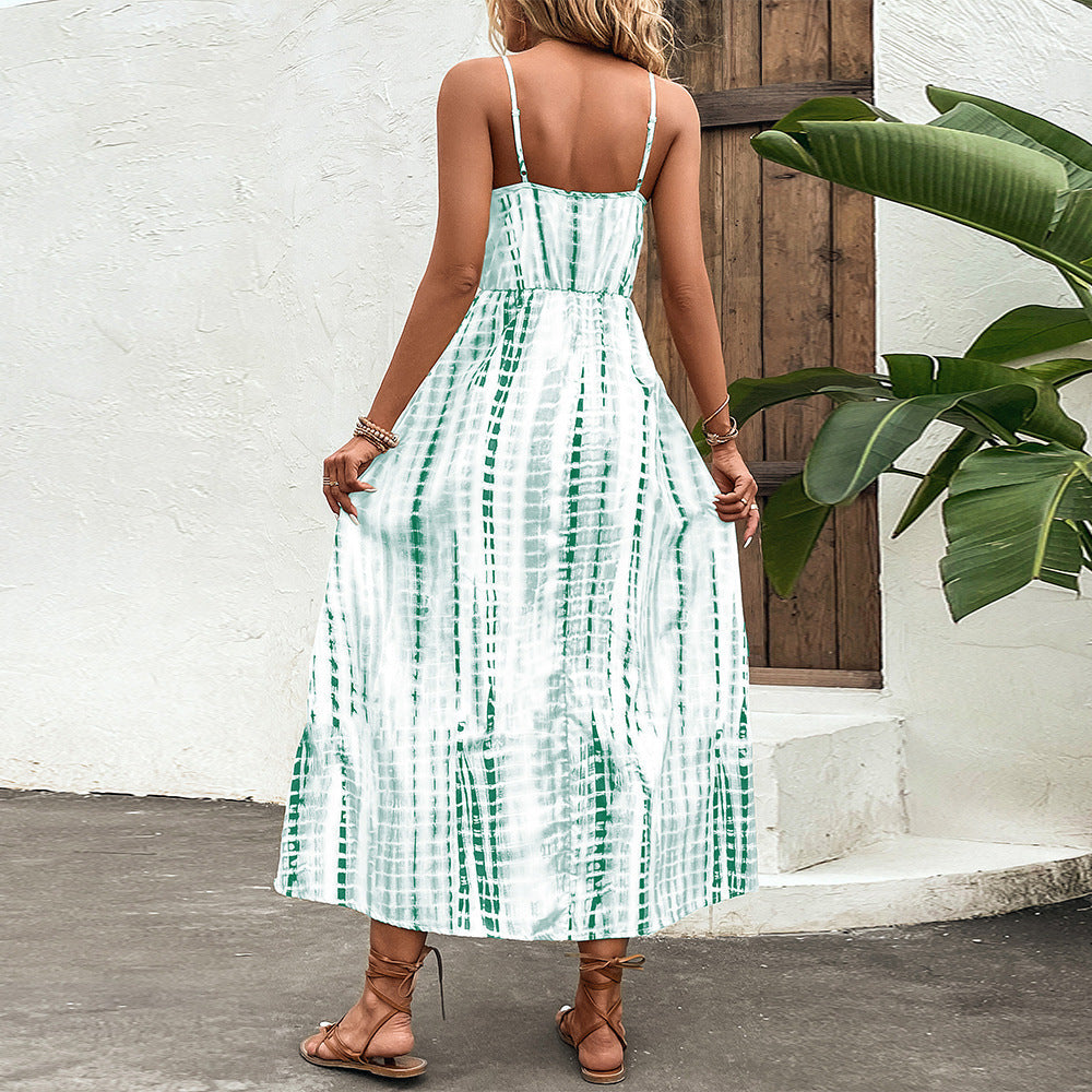 Gemustertes Midikleid Mit Dünnen Trägern