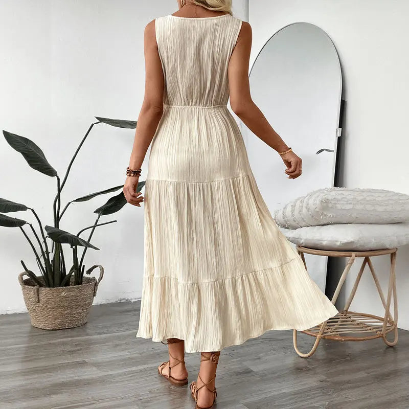 Einfarbiges, Bequemes, Langes A-Linien-Kleid