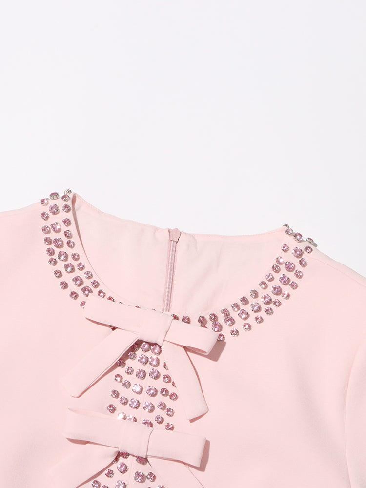 Midikleid Mit Schleife Und Kristalldetail