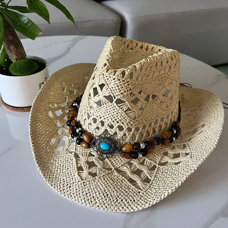 Retro Sommer Strand Stroh Cowboyhut