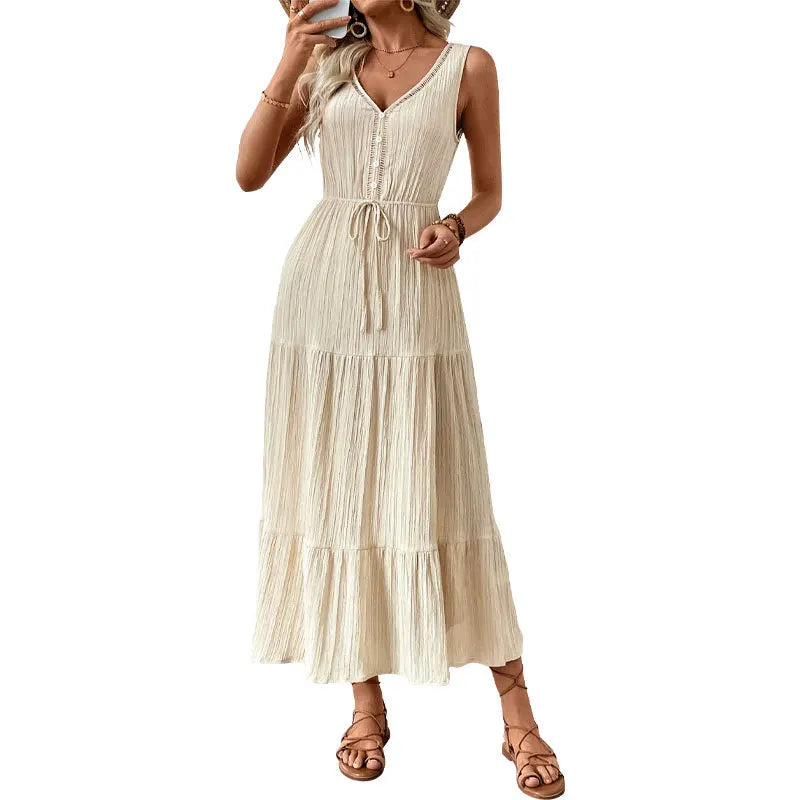 Einfarbiges, Bequemes, Langes A-Linien-Kleid