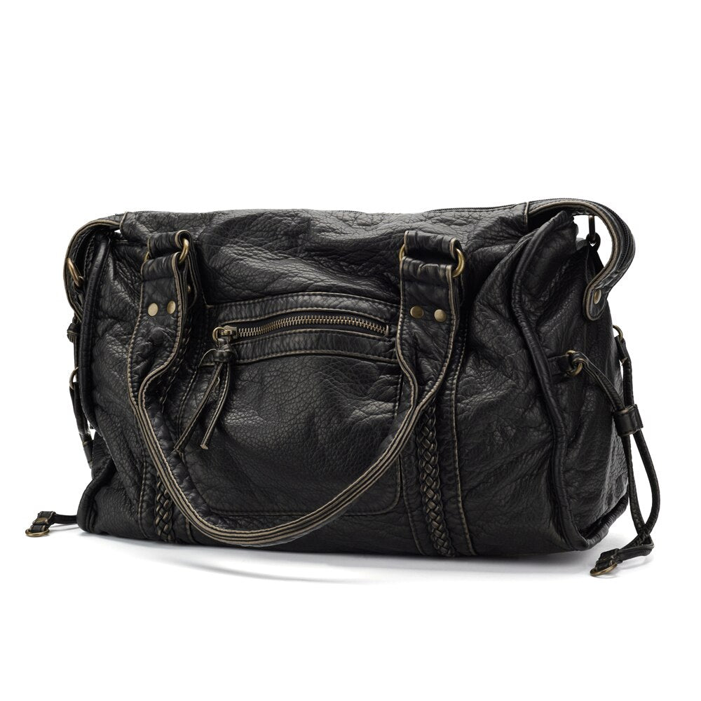 Luxuriöse Schwarze Lederhandtasche