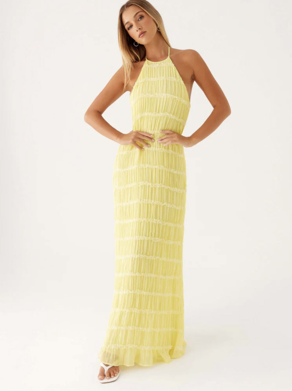 Stilvolles Neckholder-Kleid, Lang, Rückenfrei, Ärmellos, Lässig, Sommer-Strandkleid