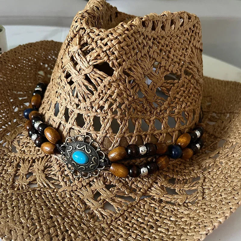 Retro Sommer Strand Stroh Cowboyhut