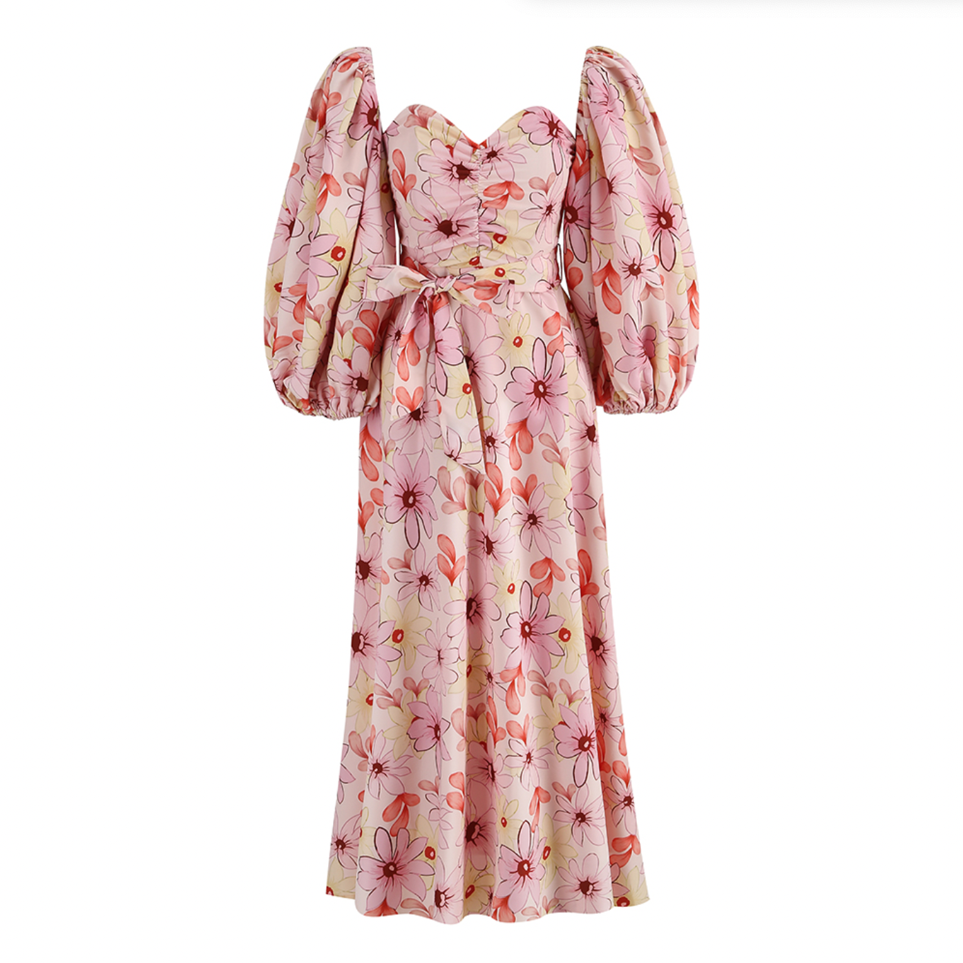 Langärmliges Maxikleid Mit Blumendruck