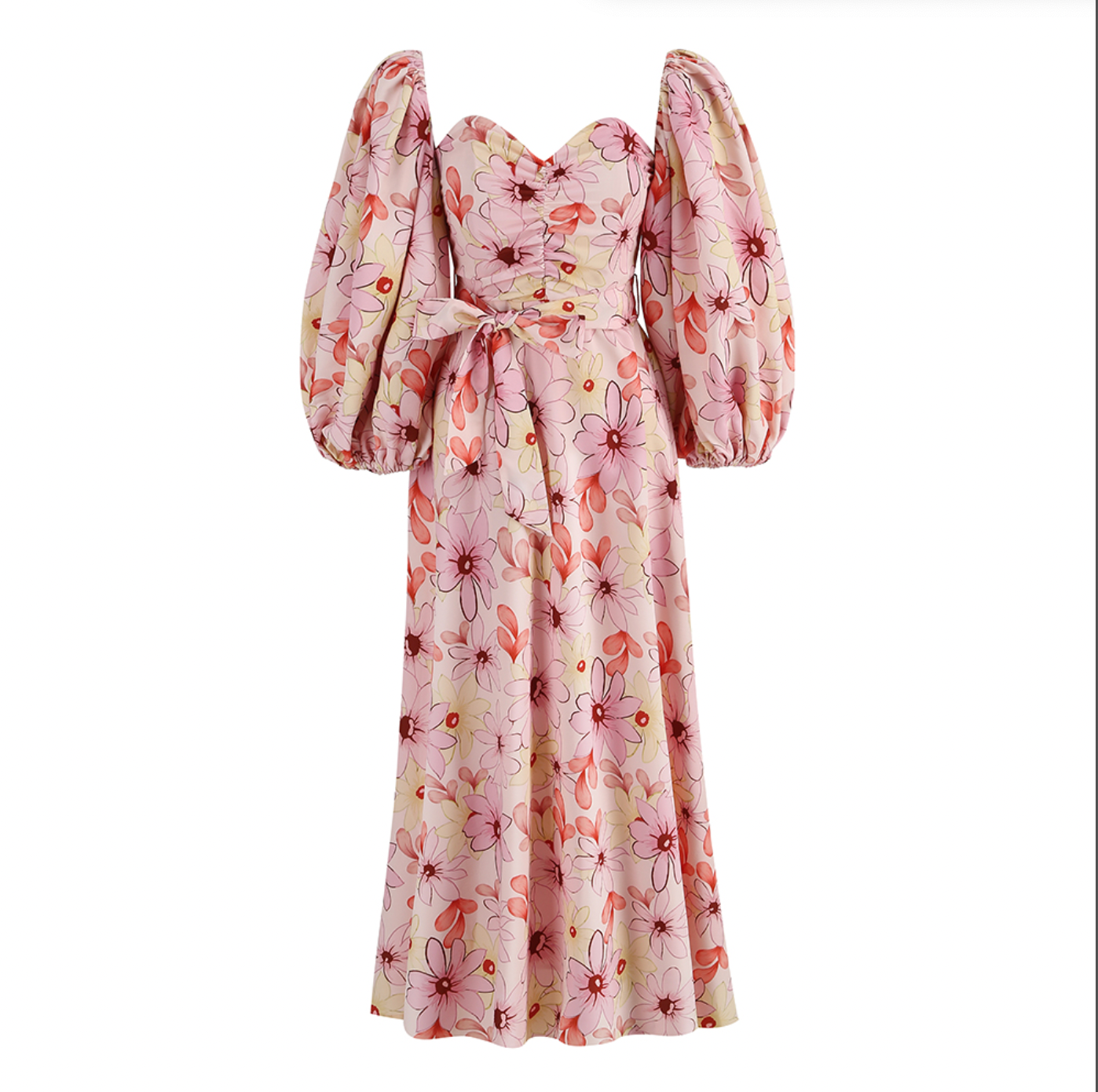 Langärmliges Maxikleid Mit Blumendruck